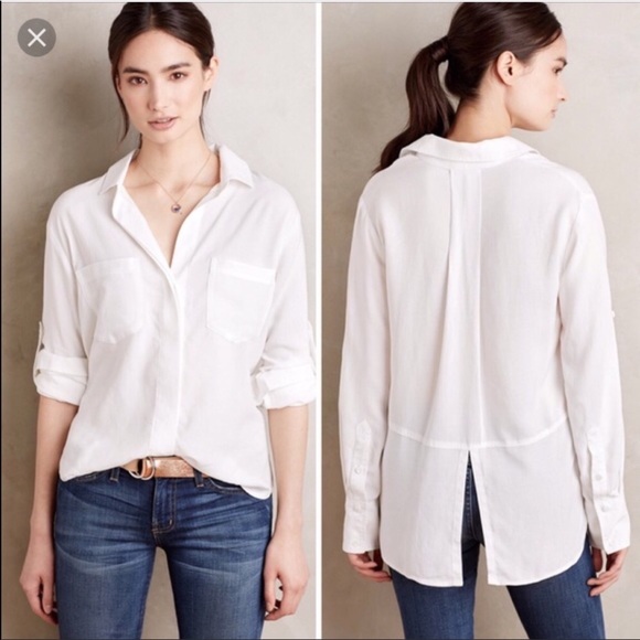 Anthropologie | Cloth & Stone White Split Back Top - Picture 2 of 8